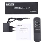 HDMI 4x2 Matrix Umschalter / Splitter mit Fernbedienung, unterstützt ARC / MHL / 4Kx2K / 3D, 4 HDMI Eingänge, 2 HDMI Ausgänge, unterstützt ARC / MHL / 4Kx2K / 3D