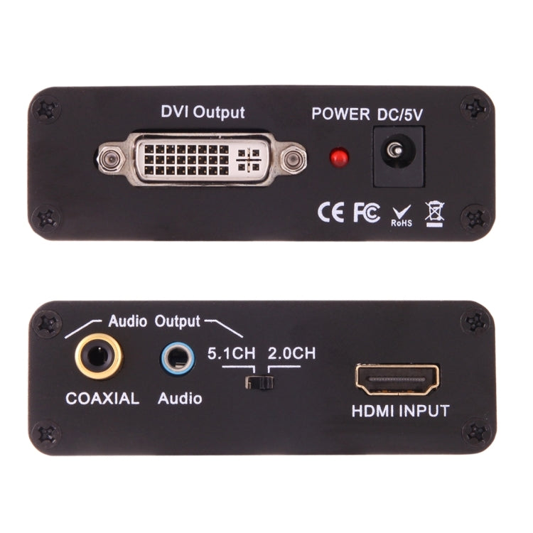 NEWKENG X5 HDMI zu DVI mit Audio 3,5mm Koaxial Ausgang Video Konverter, EU-Stecker, X5 HDMI zu DVI mit Audio