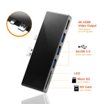 ROCKETEK SK-S5H 3 x USB 3.0 + HDMI + SD / TF Kartenleser HUB 4K HDMI Adapter, SK-S5H