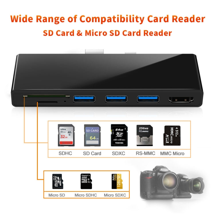 ROCKETEK SK-S5H 3 x USB 3.0 + HDMI + SD / TF Kartenleser HUB 4K HDMI Adapter, SK-S5H