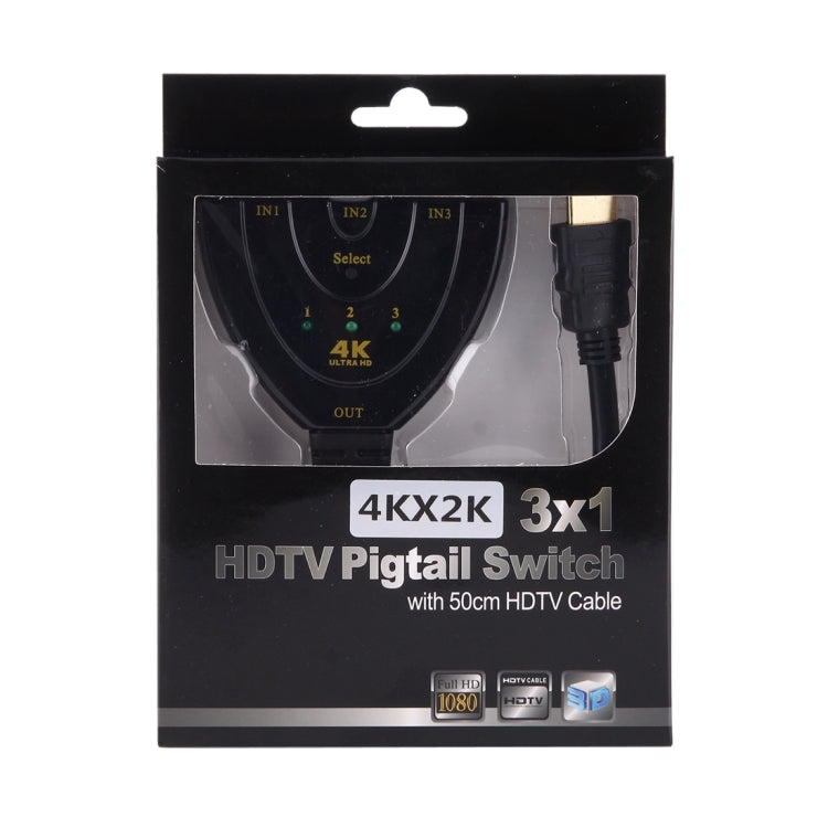 3 in 1 HDMI Eingang 4K x 2K HDTV Pigtail Umschalter Adapter HDMI Splitter, 1 zu 3