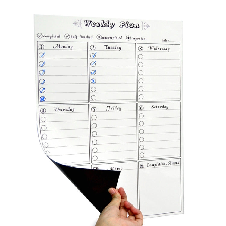 Magnetischer Wochenplan Kühlschrankmagnet PET Magnetische weiche Whiteboard, Größe: 29,7 cm x 42 cm, Wochenplan