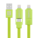 HAWEEL 1m 2 in 1 Micro USB & 8 Pin to USB Data Sync Charge Cable, 2 in 1 Cable in two connectors