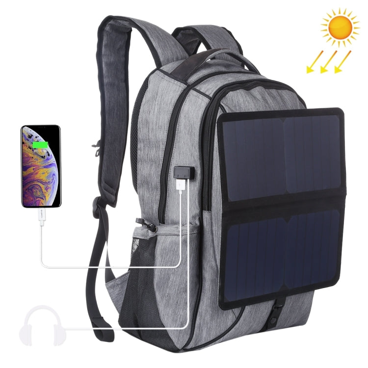 HAWEEL 14W faltbarer abnehmbarer Solarstrom Outdoor tragbarer Canvas Doppel-Schulter Laptop-Rucksack, USB Ausgang: 5V 2.1A Max