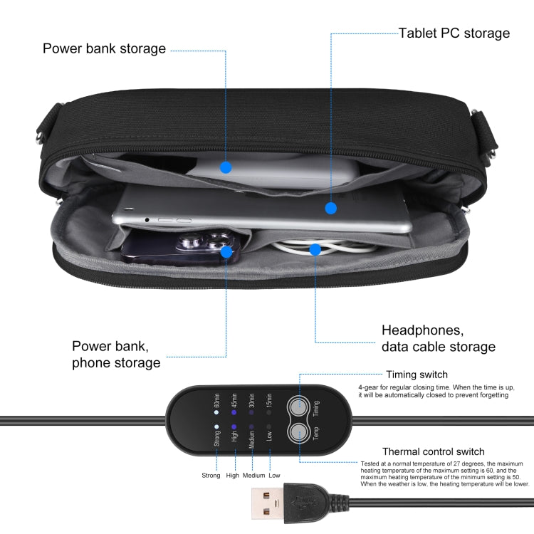 HAWEEL Messenger Schultertasche klein Digital Tablet Handy Wärmetasche mit Handwärmer