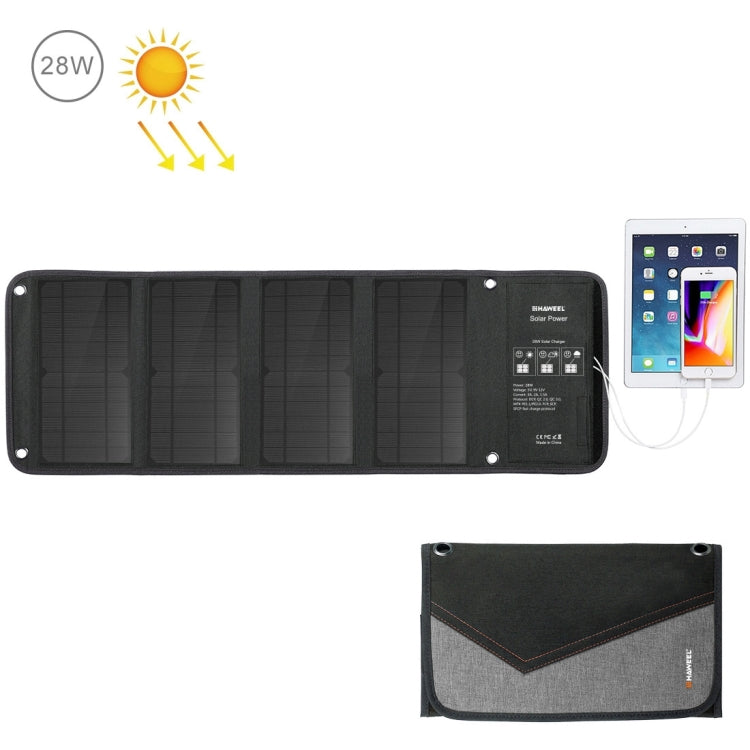 HAWEEL 28W faltbares Solarpanel-Ladegerät mit 5V 3A Max Dual-USB-Anschlüssen, 28W Panel(B)