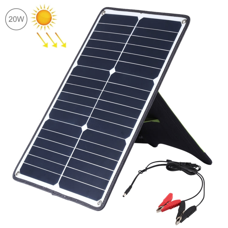 HAWEEL tragbares 20W monokristallines Silizium-Solar-Ladegerät mit USB-Anschluss, Halter und Tiger-Clip, unterstützt QC3.0 und AFC
