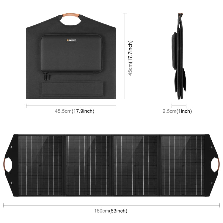 HAWEEL 100W faltbares Solarpanel-Ladegerät Reisetasche, 100W