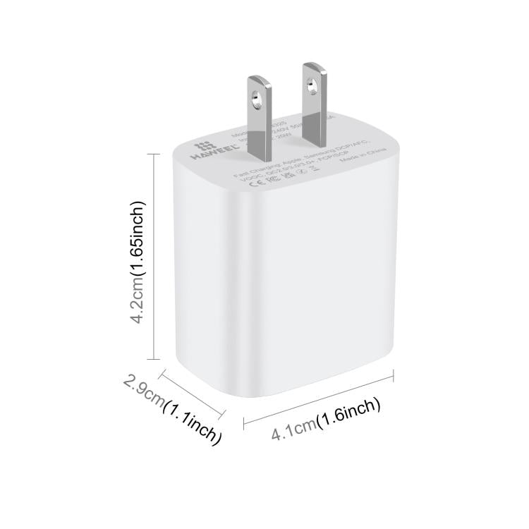 HAWEEL 20W Dual-Port Schnellladeadapter, US-Stecker, Dual-Port Ladegerät US-Stecker