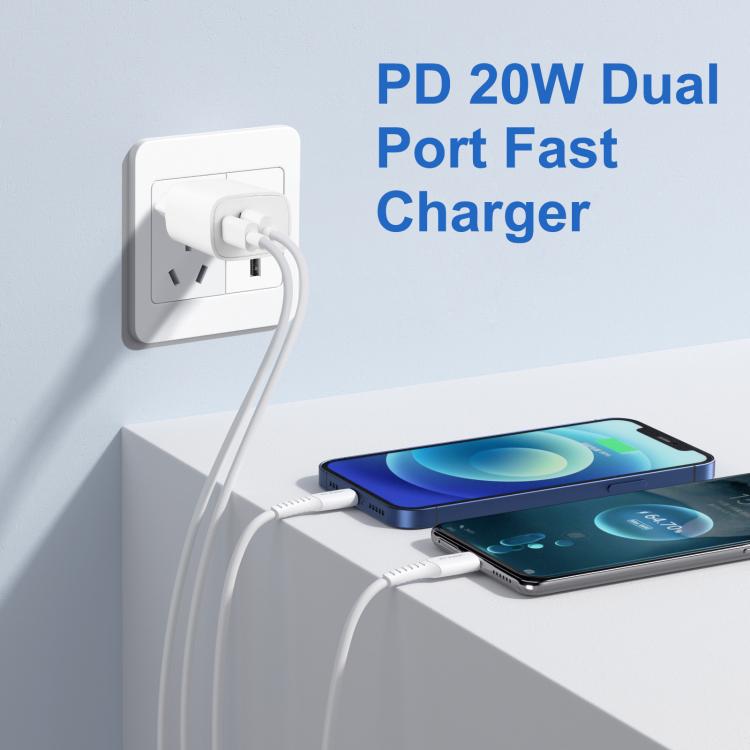 HAWEEL 20W Dual-Port-Schnellladegerät-Adapter, EU-Stecker, Dual-Port-Ladegerät EU-Stecker