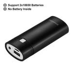 HAWEEL DIY 2x 18650 Akku (nicht enthalten) 5600mAh Powerbank-Gehäuse mit USB-Ausgang & Anzeige, DIY 2 Akkus (Schwarz), DIY 2 Akkus (Weiß)