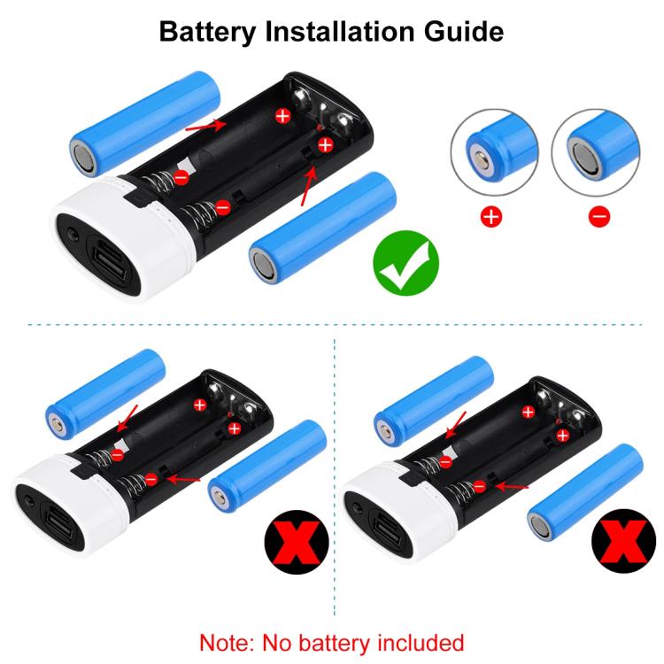 HAWEEL DIY 2x 18650 Akku (nicht enthalten) 5600mAh Powerbank-Gehäuse mit USB-Ausgang & Anzeige, DIY 2 Akkus (Schwarz), DIY 2 Akkus (Weiß)