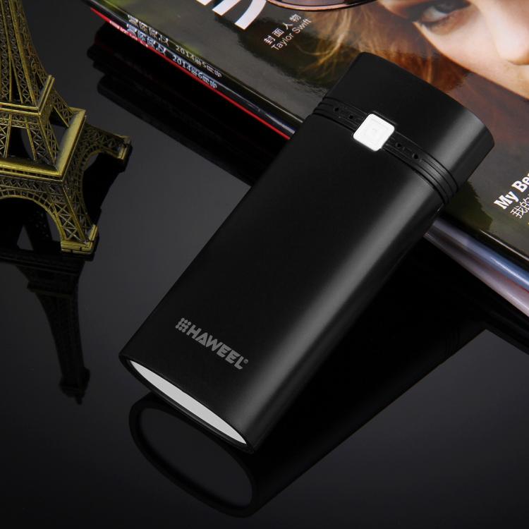 HAWEEL DIY 2x 18650 Akku (nicht enthalten) 5600mAh Powerbank-Gehäuse mit USB-Ausgang & Anzeige, DIY 2 Akkus (Schwarz), DIY 2 Akkus (Weiß)