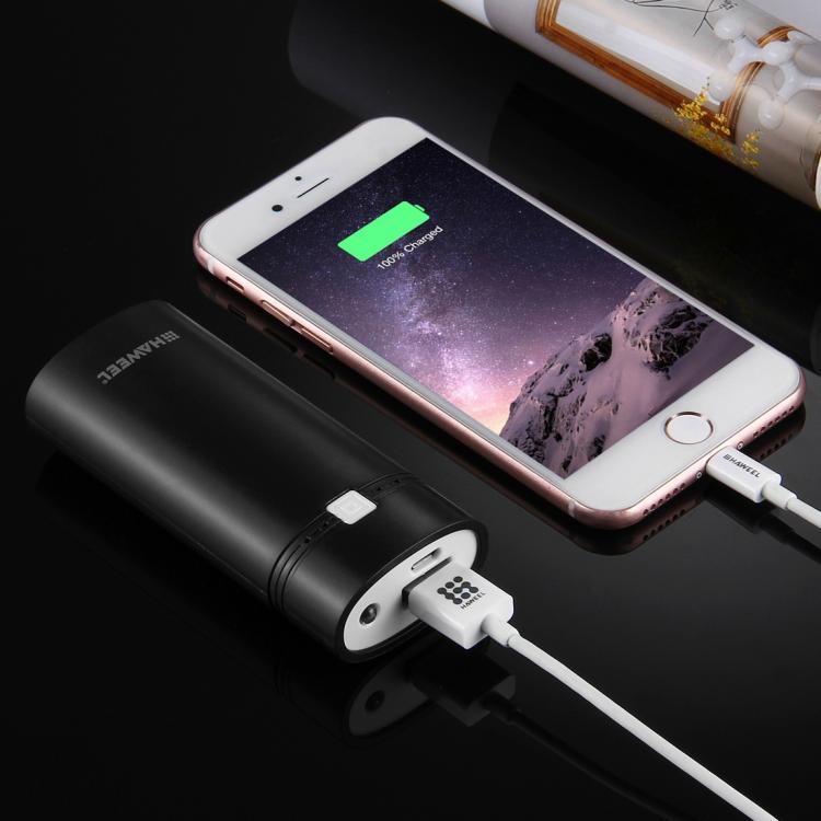 HAWEEL DIY 2x 18650 Akku (nicht enthalten) 5600mAh Powerbank-Gehäuse mit USB-Ausgang & Anzeige, DIY 2 Akkus (Schwarz), DIY 2 Akkus (Weiß)