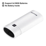 HAWEEL DIY 2x 18650 Akku (nicht enthalten) 5600mAh Powerbank-Gehäuse mit USB-Ausgang & Anzeige, DIY 2 Akkus (Schwarz), DIY 2 Akkus (Weiß)