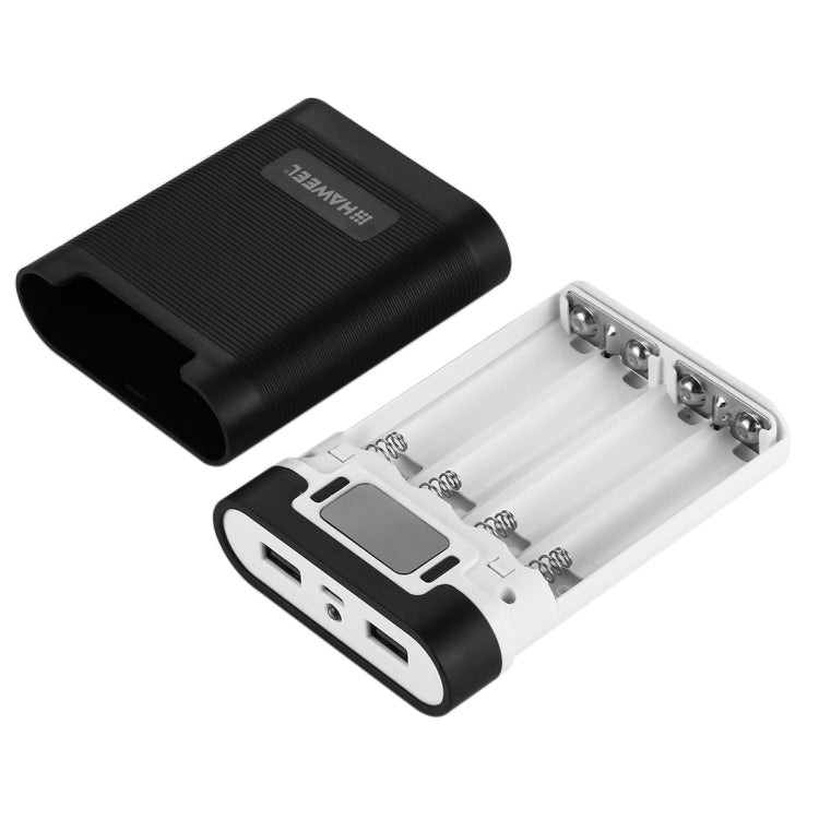 HAWEEL DIY 4 x 18650 Akku (nicht enthalten) 10000mAh Powerbank-Gehäuse mit 2 x USB-Ausgang & Display für iPhone, Galaxy, Sony, HTC, Google, Huawei, Xiaomi, Lenovo und andere Smartphones, DIY 4 x 18650 10000mAh Akku (US)