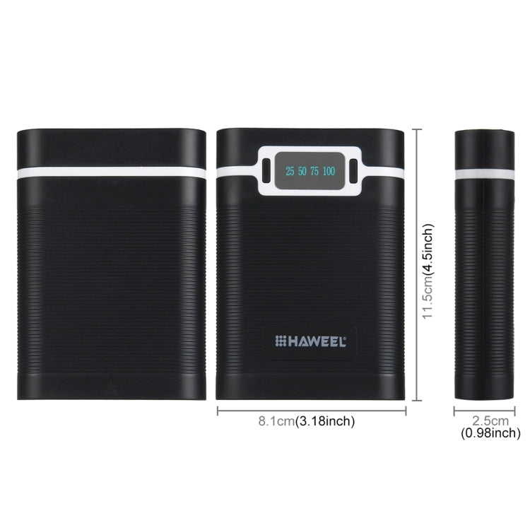 HAWEEL DIY 4 x 18650 Akku (nicht enthalten) 10000mAh Powerbank-Gehäuse mit 2 x USB-Ausgang & Display für iPhone, Galaxy, Sony, HTC, Google, Huawei, Xiaomi, Lenovo und andere Smartphones, DIY 4 x 18650 10000mAh Akku (US)