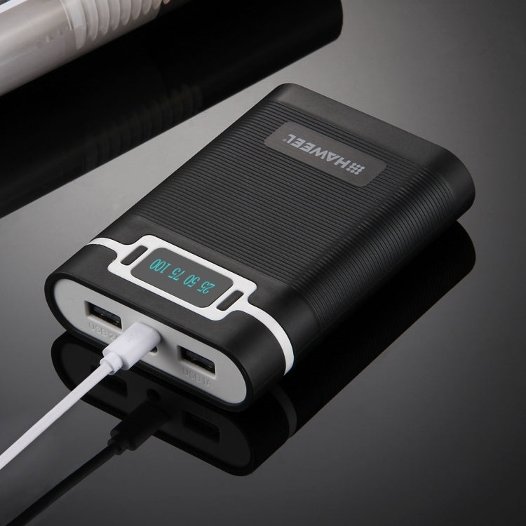 HAWEEL DIY 4 x 18650 Akku (nicht enthalten) 10000mAh Powerbank-Gehäuse mit 2 x USB-Ausgang & Display für iPhone, Galaxy, Sony, HTC, Google, Huawei, Xiaomi, Lenovo und andere Smartphones, DIY 4 x 18650 10000mAh Akku (US)