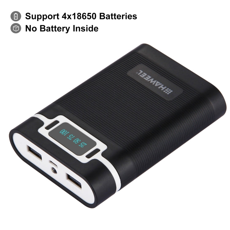 HAWEEL DIY 4 x 18650 Akku (nicht enthalten) 10000mAh Powerbank-Gehäuse mit 2 x USB-Ausgang & Display für iPhone, Galaxy, Sony, HTC, Google, Huawei, Xiaomi, Lenovo und andere Smartphones, DIY 4 x 18650 10000mAh Akku (US)
