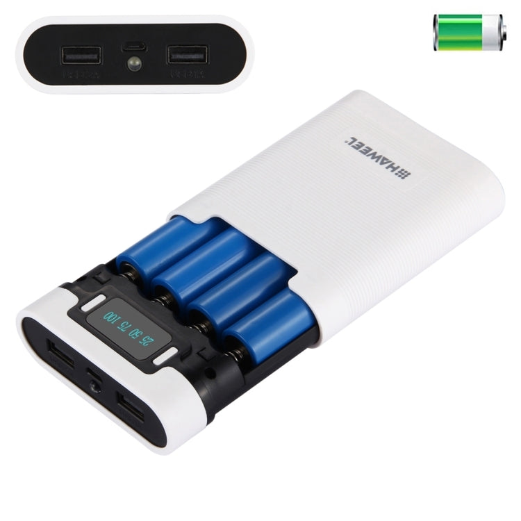 HAWEEL DIY 4 x 18650 Akku (nicht enthalten) 10000mAh Powerbank-Gehäuse mit 2 x USB-Ausgang & Display für iPhone, Galaxy, Sony, HTC, Google, Huawei, Xiaomi, Lenovo und andere Smartphones, DIY 4 x 18650 10000mAh Akku (US)