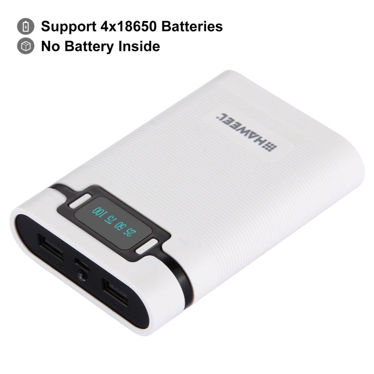 HAWEEL DIY 4 x 18650 Akku (nicht enthalten) 10000mAh Powerbank-Gehäuse mit 2 x USB-Ausgang & Display für iPhone, Galaxy, Sony, HTC, Google, Huawei, Xiaomi, Lenovo und andere Smartphones, DIY 4 x 18650 10000mAh Akku (US)