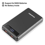HAWEEL DIY 6 x 18650 Akku 24W Schnelllade-Powerbank-Gehäuse mit Display, ohne Akku, 6 x 18650 Akku