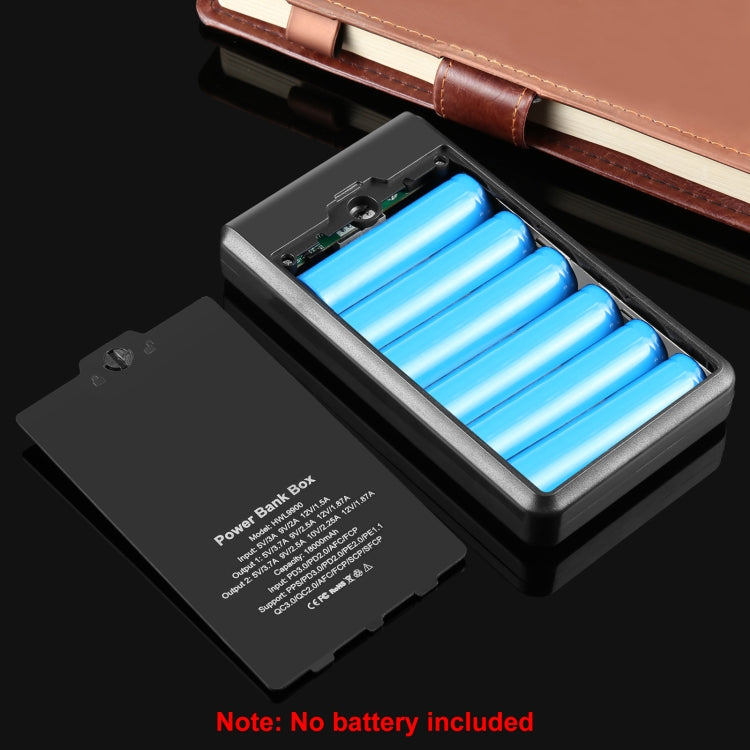 HAWEEL DIY 6 x 18650 Akku 24W Schnelllade-Powerbank-Gehäuse mit Display, ohne Akku, 6 x 18650 Akku