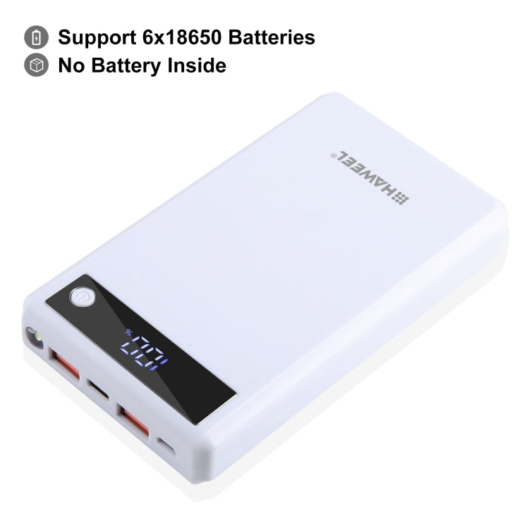 HAWEEL DIY 6 x 18650 Akku 24W Schnelllade-Powerbank-Gehäuse mit Display, ohne Akku, 6 x 18650 Akku
