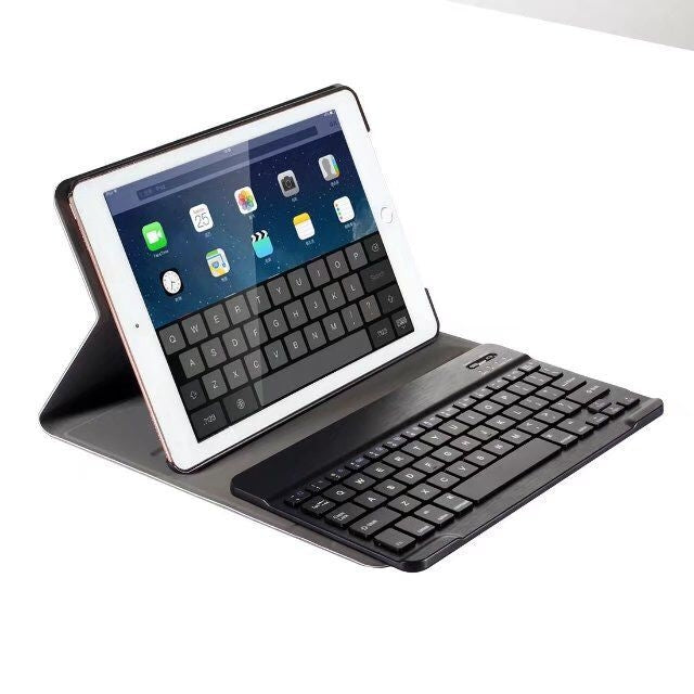 Abnehmbares Bluetooth Keyboard + Horizontal Klappbare Leder-Tablet-Hülle mit Halter für iPad Pro 9,7 Zoll, iPad Air, iPad Air 2, iPad 9,7 Zoll (2017), iPad 9,7 Zoll (2018), A07 Blau, A07 Roségold, A07 Schwarz, A07 Gold