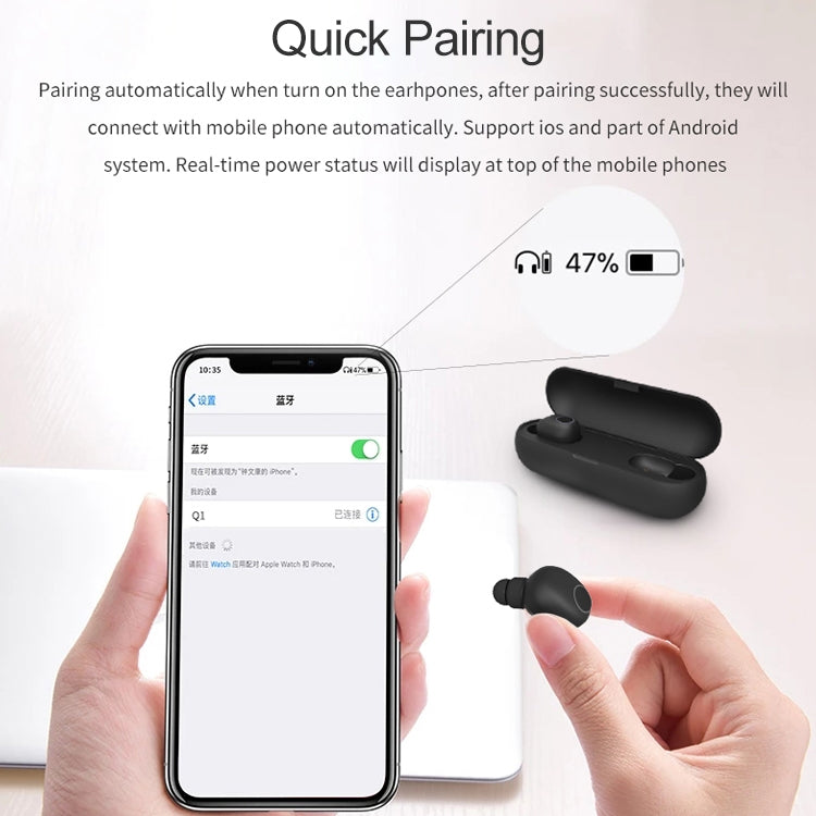 Q1 TWS Bluetooth 5.0 Binaurales Stereo Wireless Sport Bluetooth Ohrhörer