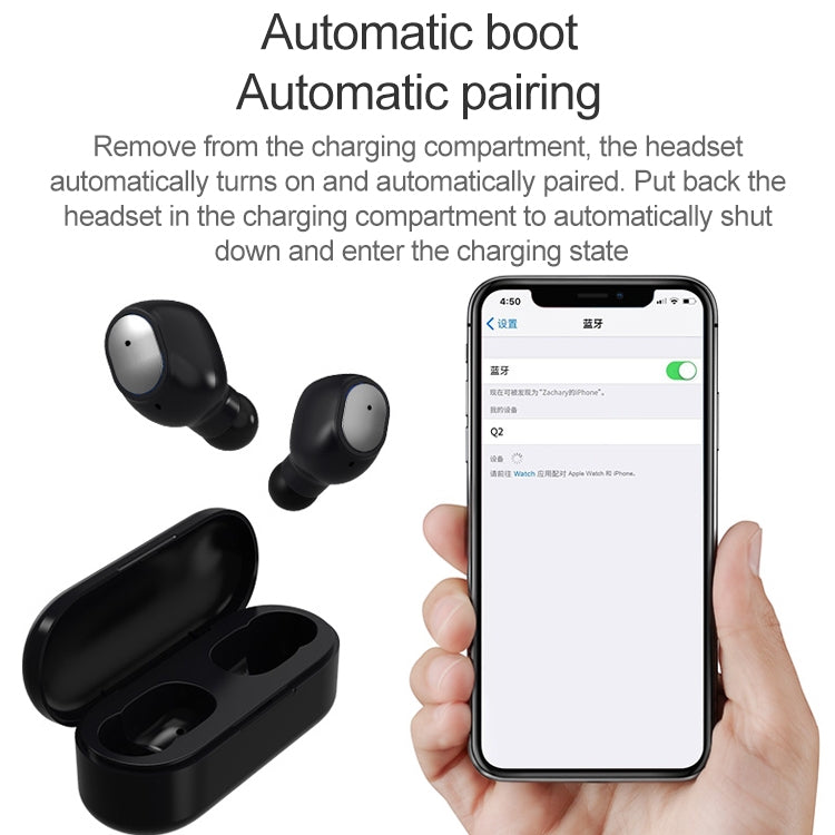 Q2 TWS Bluetooth 5.0 Binaurales Stereo Wireless Sport Bluetooth Ohrhörer
