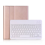 A102 Für iPad 10,2 Zoll Ultraleichtes Abnehmbares Bluetooth Keyboard Leder-Tablet-Hülle mit Ständerfunktion, Gold, Roségold, Schwarz, Dunkelblau