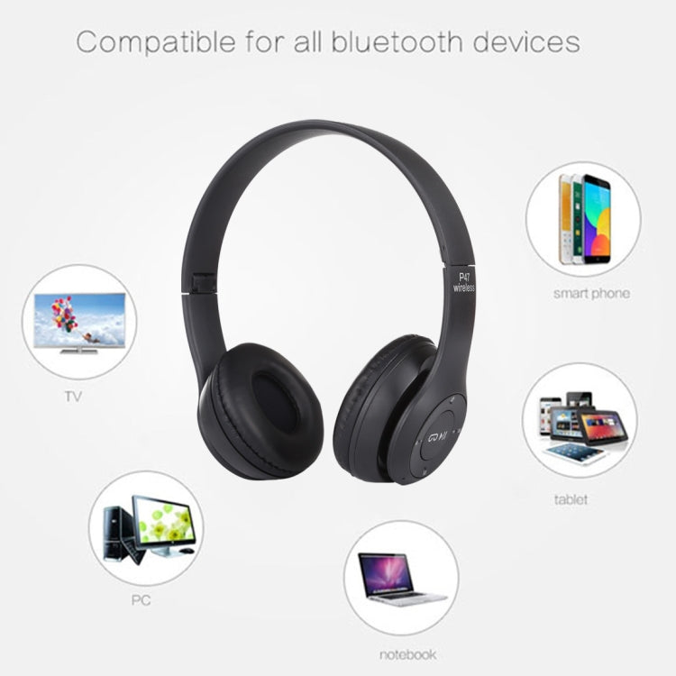 P47 faltbarer kabelloser Bluetooth-Kopfhörer mit 3,5-mm-Audioanschluss, unterstützt MP3 / Anrufe, P47 Rot, P47 Weiß, P47 Grün, P47 Schwarz, P47 Blau