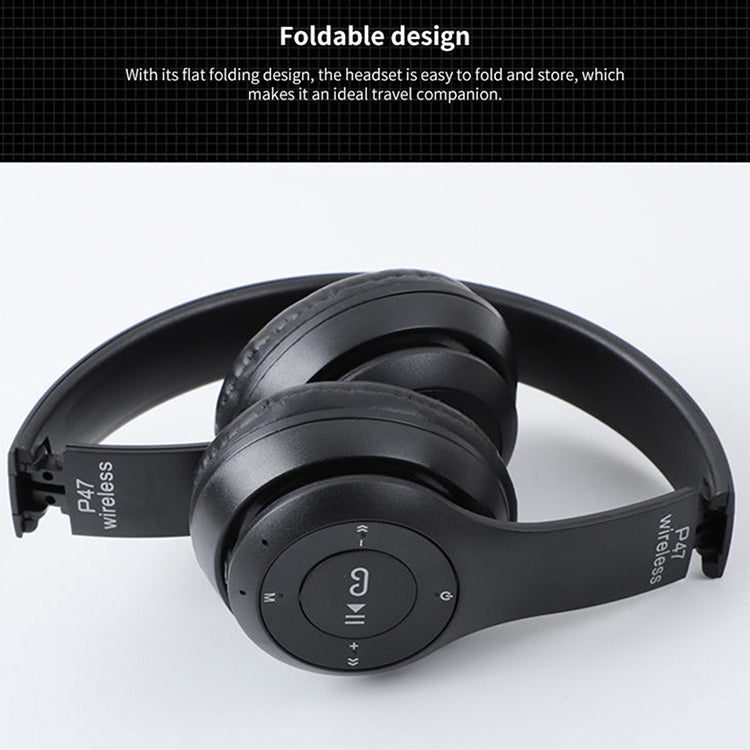 P47 faltbarer kabelloser Bluetooth-Kopfhörer mit 3,5-mm-Audioanschluss, unterstützt MP3 / Anrufe, P47 Rot, P47 Weiß, P47 Grün, P47 Schwarz, P47 Blau