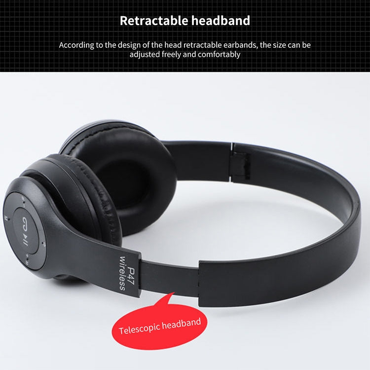 P47 faltbarer kabelloser Bluetooth-Kopfhörer mit 3,5-mm-Audioanschluss, unterstützt MP3 / Anrufe, P47 Rot, P47 Weiß, P47 Grün, P47 Schwarz, P47 Blau