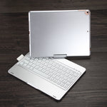 F102AS Für iPad 10,2 Zoll Bunt Hintergrundbeleuchtetes Drehbares Bluetooth Keyboard Leder-Tablet-Hülle mit Stiftschacht-Funktion