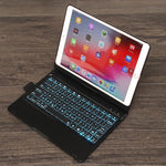 F102AS Für iPad 10,2 Zoll Bunt Hintergrundbeleuchtetes Drehbares Bluetooth Keyboard Leder-Tablet-Hülle mit Stiftschacht-Funktion