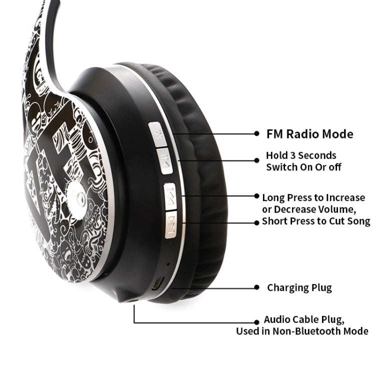 B1 Graffiti Muster Kabelloses Bluetooth V5.0 Headset