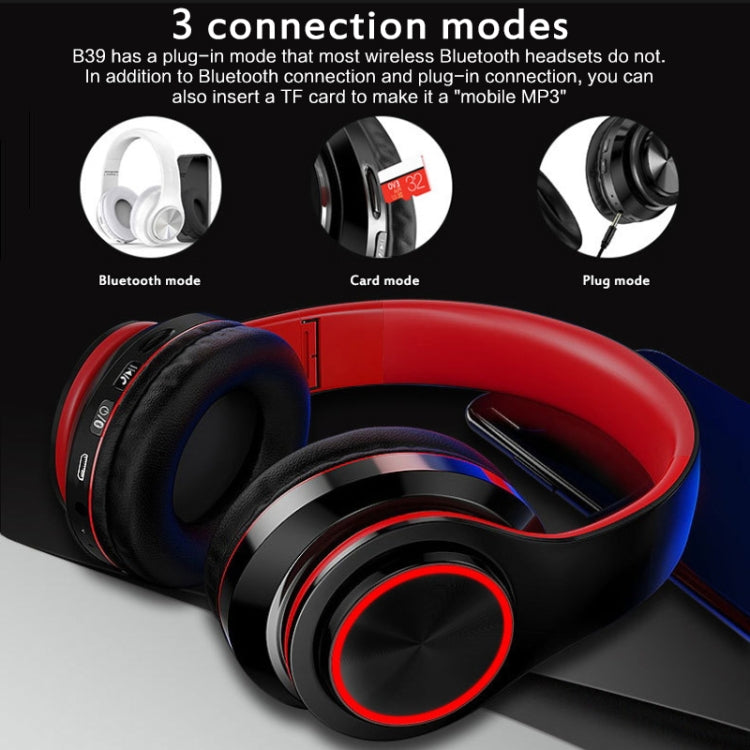 B39 Kabelloses Bluetooth V5.0 Headset, B39 (Rot), B39 (Weiß), B39 (Blau), B39 (Schwarz Rot), B39 (Schwarz)