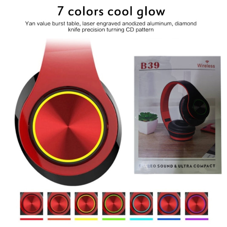 B39 Kabelloses Bluetooth V5.0 Headset, B39 (Rot), B39 (Weiß), B39 (Blau), B39 (Schwarz Rot), B39 (Schwarz)