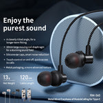 REMAX RM-560 Type-C In-Ear Stereo Metall-Musikkopfhörer mit Kabelsteuerung + Mikrofon, unterstützt Freisprechfunktion, nicht für Samsung-Telefone