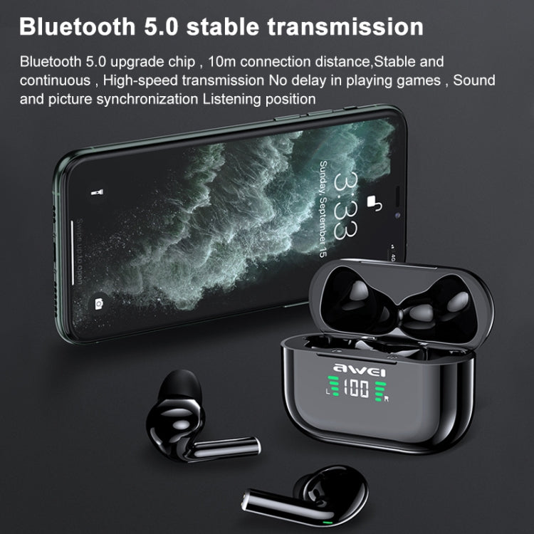 awei T29P Bluetooth V5.0 LED Digitalanzeige True Wireless Sport IPX4 Wasserdichte TWS Kopfhörer mit Ladecase