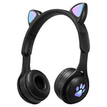 B30 Cat Paw Cat Ears Colorful Luminous Foldable Bluetooth Headset with 3.5mm Jack & TF Card Slot