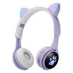 B30 Katzenpfote Katzenohren Bunt Leuchtendes Faltbares Bluetooth Headset mit 3,5mm Klinke & TF-Kartensteckplatz