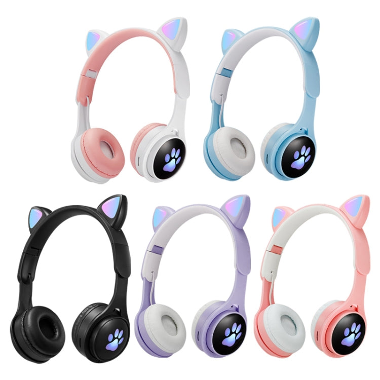 B30 Katzenpfote Katzenohren Bunt Leuchtendes Faltbares Bluetooth Headset mit 3,5mm Klinke & TF-Kartensteckplatz