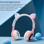 B30 Cat Paw Cat Ears Colorful Luminous Foldable Bluetooth Headset with 3.5mm Jack & TF Card Slot