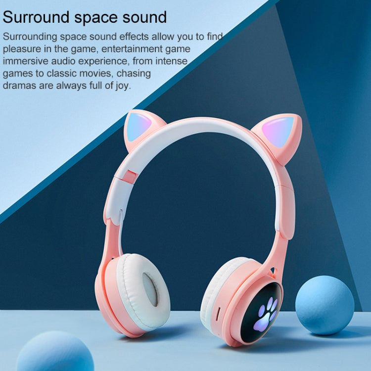 B30 Katzenpfote Katzenohren Bunt Leuchtendes Faltbares Bluetooth Headset mit 3,5mm Klinke & TF-Kartensteckplatz