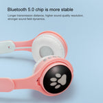 B30 Cat Paw Cat Ears Colorful Luminous Foldable Bluetooth Headset with 3.5mm Jack & TF Card Slot