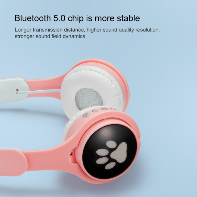 B30 Katzenpfote Katzenohren Bunt Leuchtendes Faltbares Bluetooth Headset mit 3,5mm Klinke & TF-Kartensteckplatz