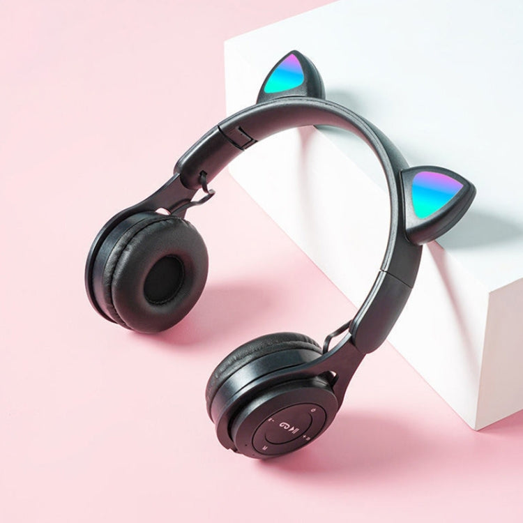 M6 Leuchtende Katzenohren Einfarbiges Faltbares Bluetooth Headset mit 3,5mm Klinke & TF-Kartensteckplatz, Einfarbig Schwarz, Einfarbig Pink, Einfarbig Blau, Einfarbig Weiß